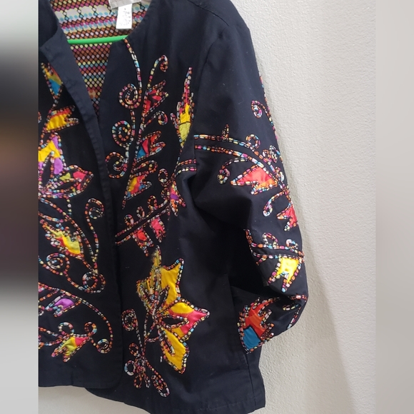 Draper's & Damon's black with floral patch work size 1x - Picture 4 of 7